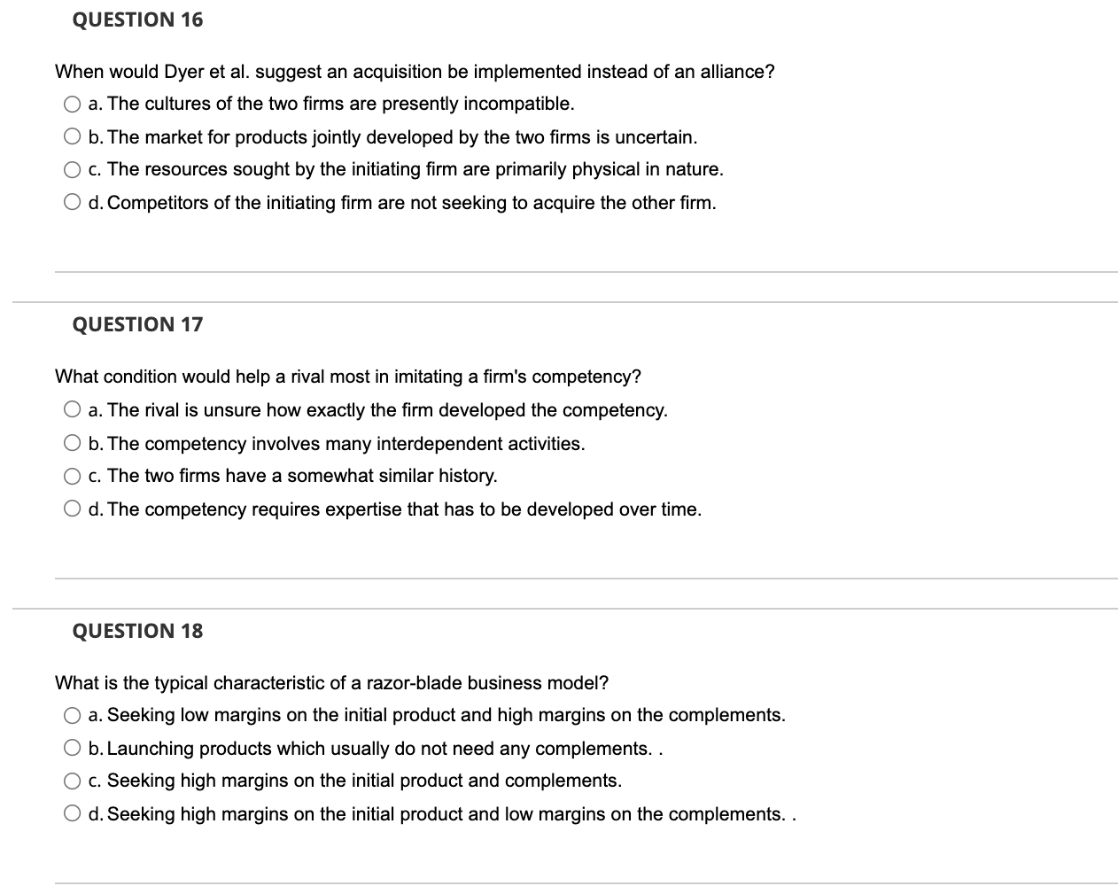 QUESTION 16 When would Dyer et al. suggest an