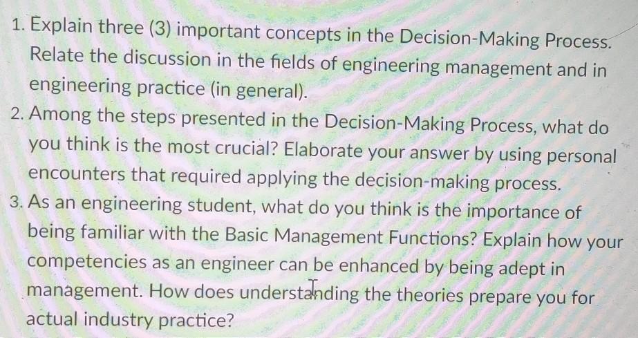 Help pls. Thanks :) 1. Explain three (3)