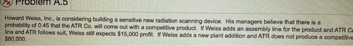 Question Ho Howard Weiss, Inc., is considering