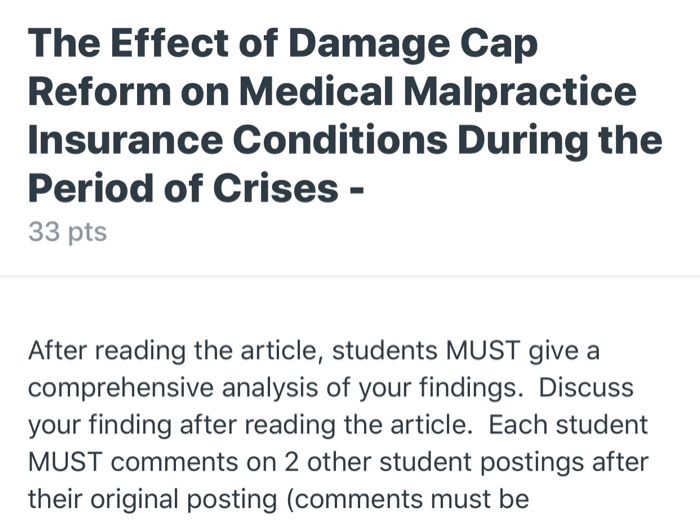 The Effect of Damage Cap Reform on Medical