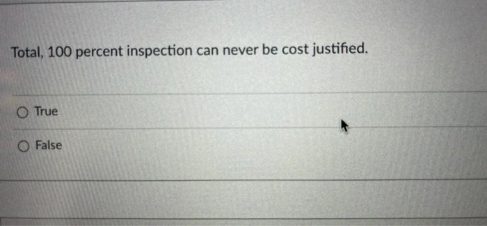 Total, 100 percent inspection can never be cost