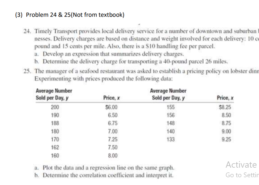 (3) Problem 24 & 25(Not from textbook) 24. Timely