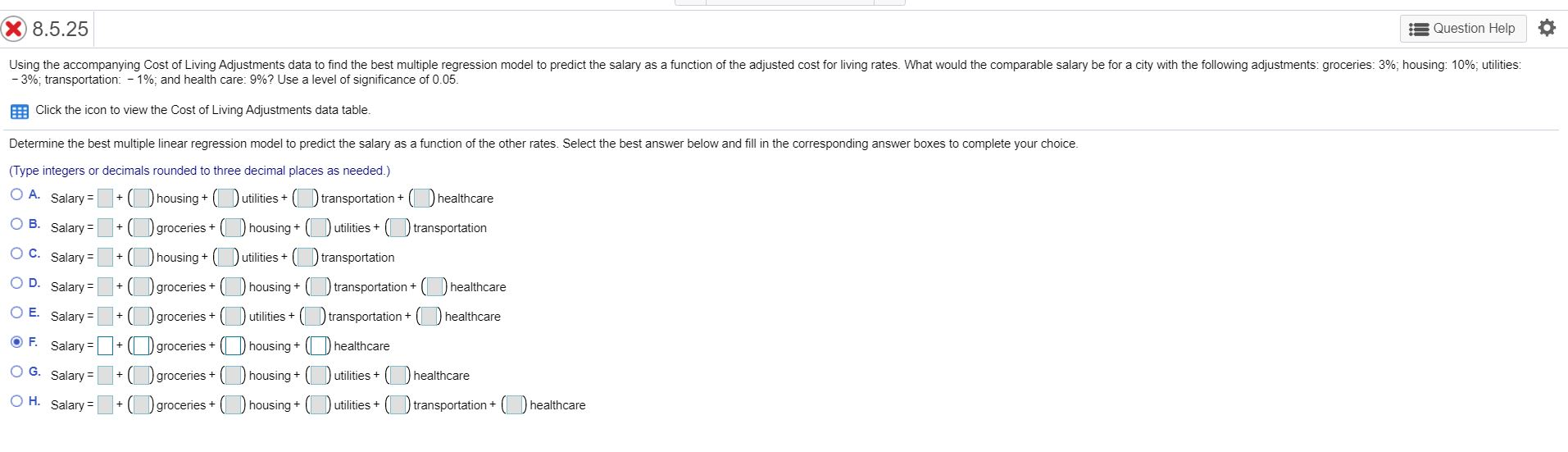 X 8.5.25 Question Help Using the accompanying