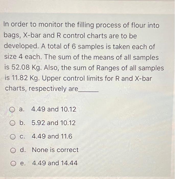 In order to monitor the filling process of flour