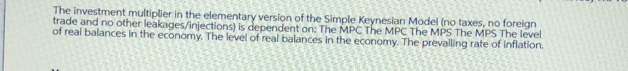 The investment multiplier in the elementary