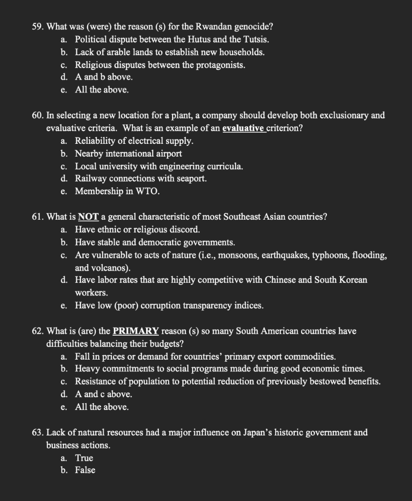 59. What was (were) the reason (s) for the