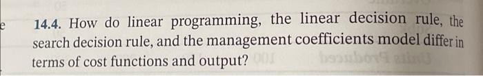 e 14.4. How do linear programming, the linear