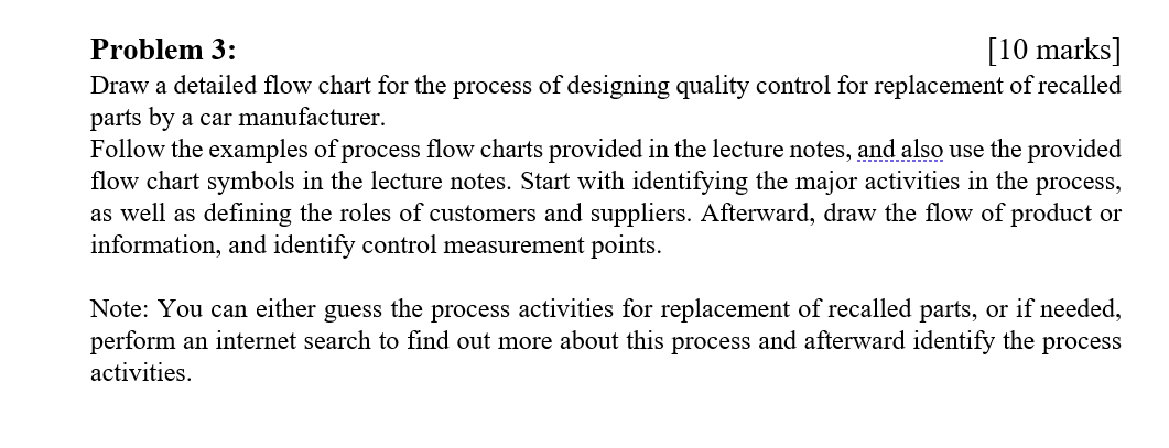 Problem 3: [10 marks] Draw a detailed flow chart