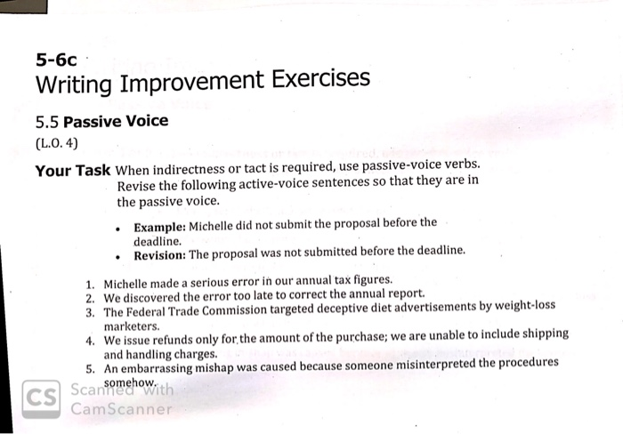 5-6c Writing Improvement Exercises 5.5 Passive