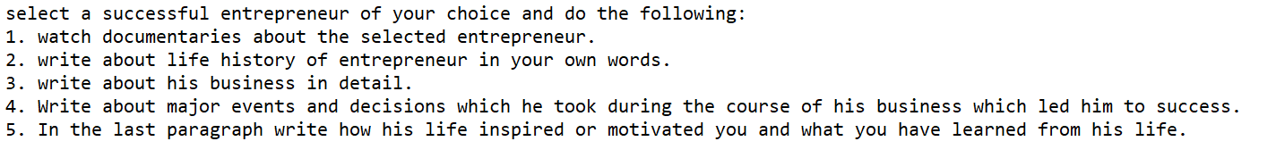 select a successful entrepreneur of your choice