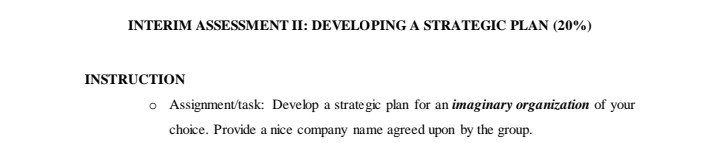 INTERIM ASSESSMENT II: DEVELOPING A STRATEGIC