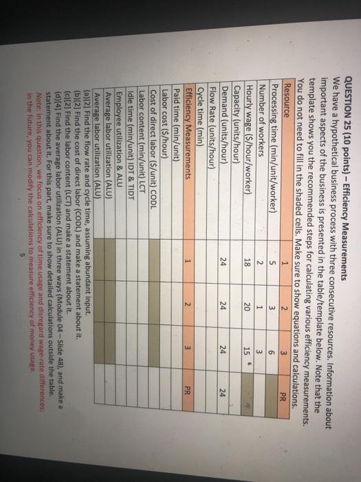 PLEASE show work 6 QUESTION 25 (10 points) -