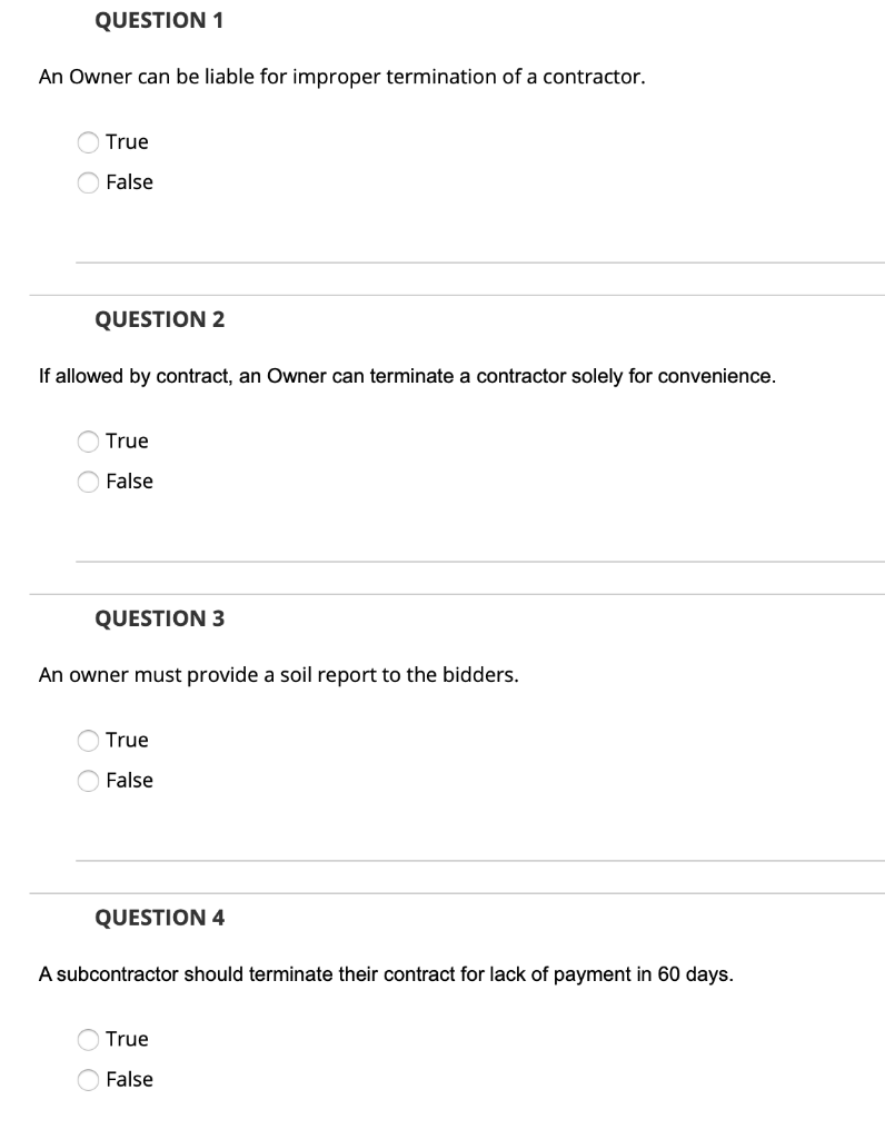 QUESTION 1 An Owner can be liable for improper