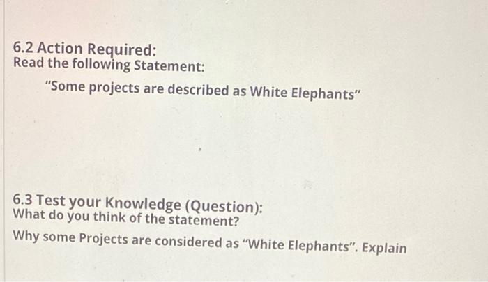 6.2 Action Required: Read the following