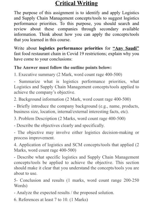 Critical Writing The purpose of this assignment