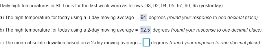 Daily high temperatures in St. Louis for the last