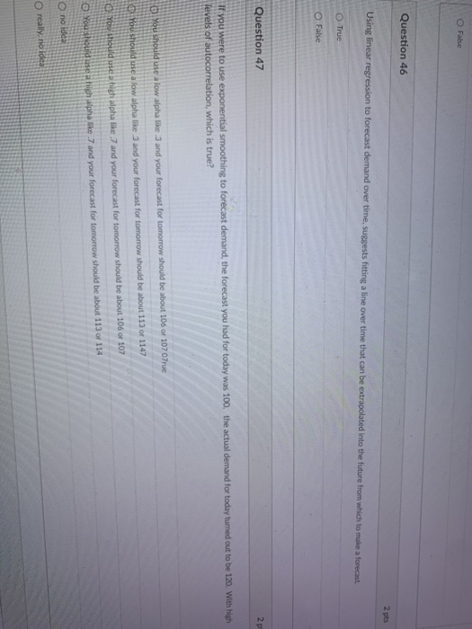 O Fate Question 46 2 pts Using linear regression