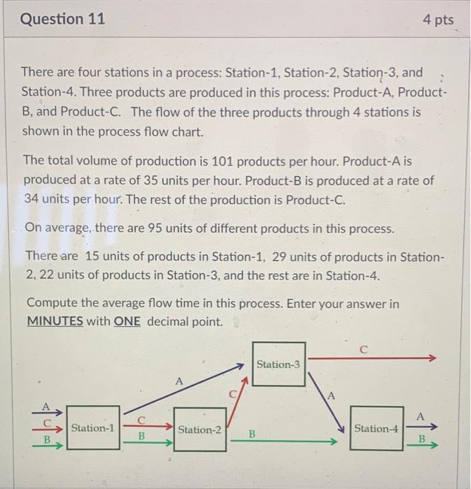 Question 11 4 pts There are four stations in a