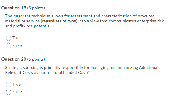 Question 19 (5 points) The quadrant technique