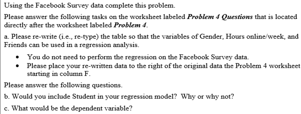 How do I solve this in excel? Using the Facebook