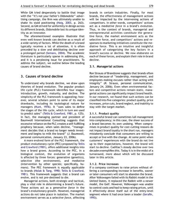 CASE STUDY ANALYSIS: BRANDING IS FOREVER: A