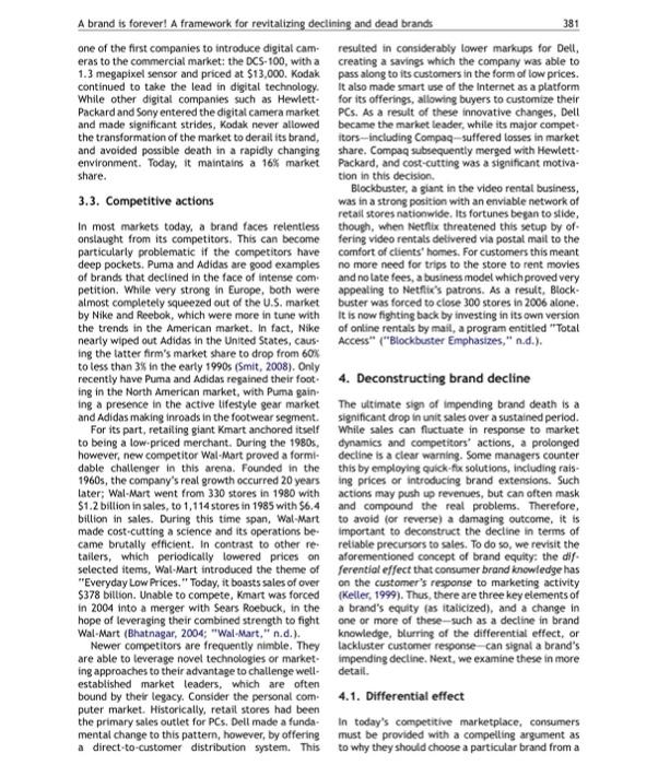 CASE STUDY ANALYSIS: BRANDING IS FOREVER: A