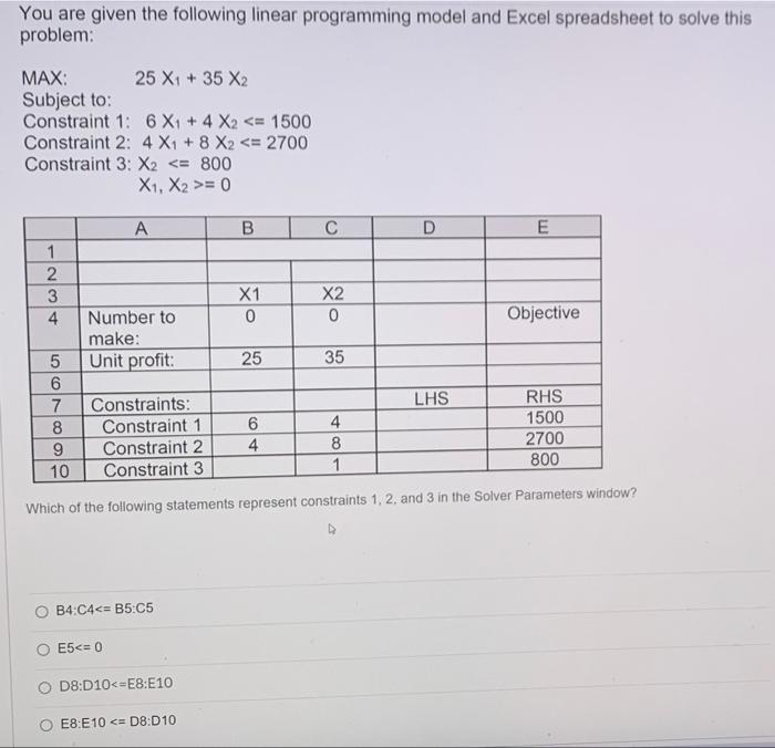 You are given the following linear programming