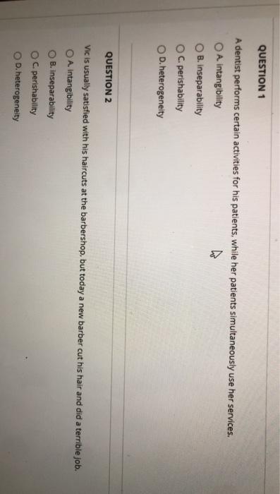 for each example choose which of the service