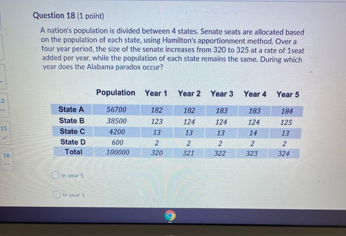 Question 18 (1 point) A nation's population is