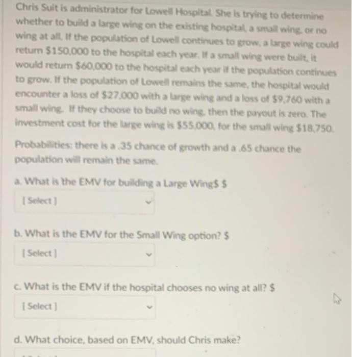 solve in timely manner please Chris Suit is