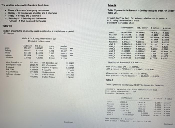 Econometrics theory The variables to be used in