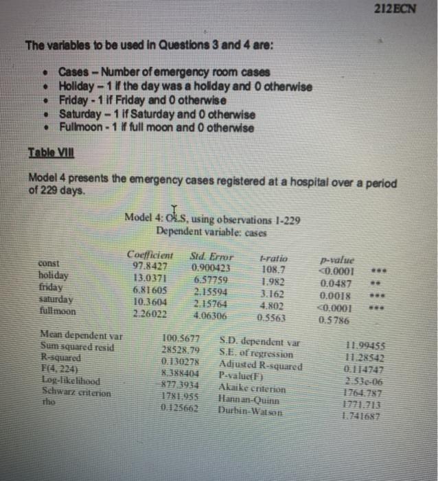 Econometrics theory The variables to be used in