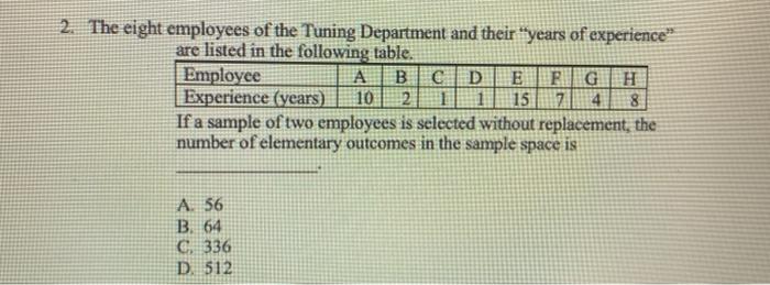 2. The eight employees of the Tuning Department