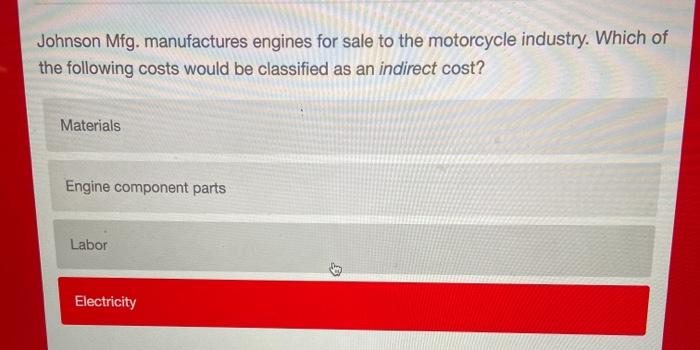 Johnson Mfg. manufactures engines for sale to the