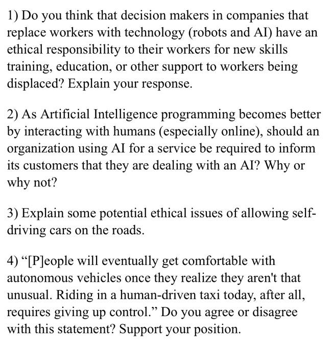 Please write 4-6 sentences for each part. 1) Do