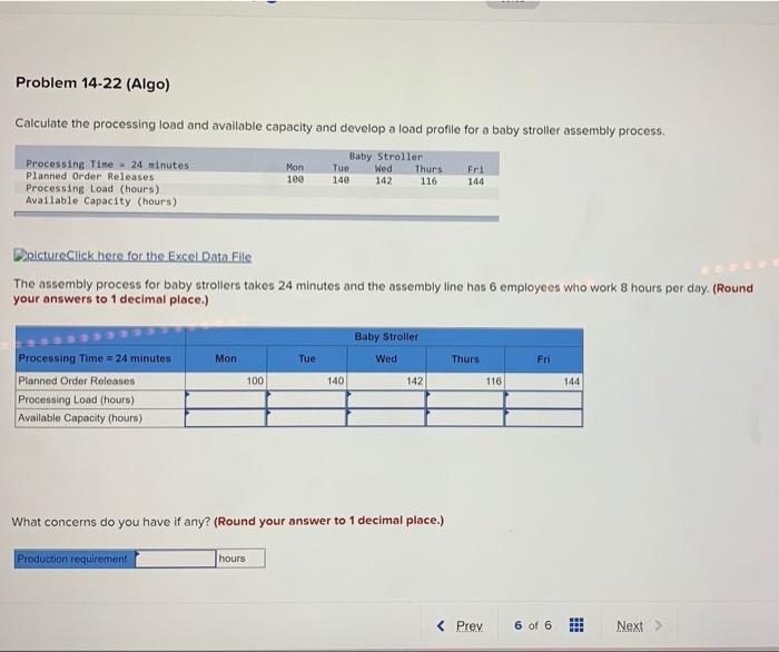Problem 14-22 (Algo) Calculate the processing