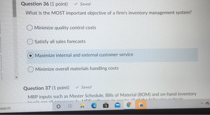 Question 50 (1 point) Saved Which of the