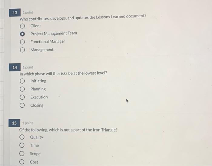 16 1 point Which project you would like to