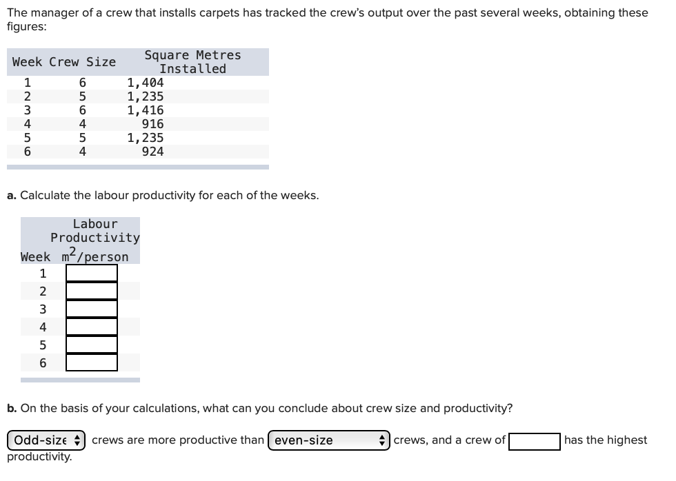 The manager of a crew that installs carpets has