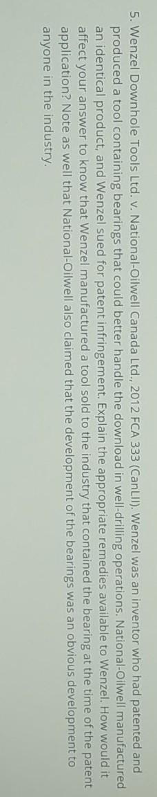 5. Wenzel Downhole Tools Ltd. v. National-Oilwell