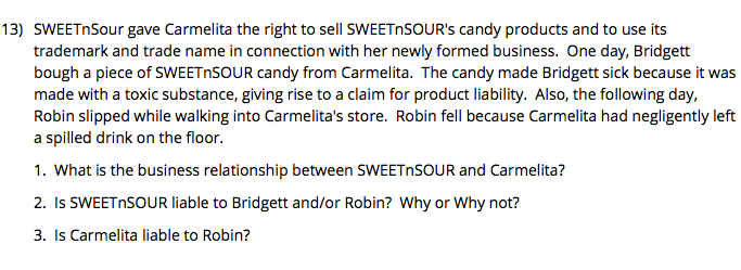 13) SWEETnSour gave Carmelita the right to sell