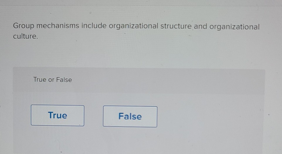 Group mechanisms include organizational structure