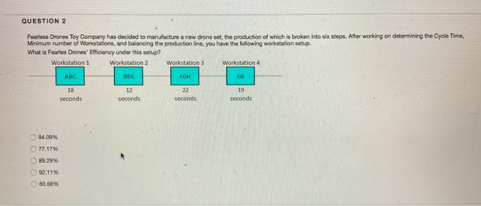 QUESTION 2 Fearless Drones Toy Company has