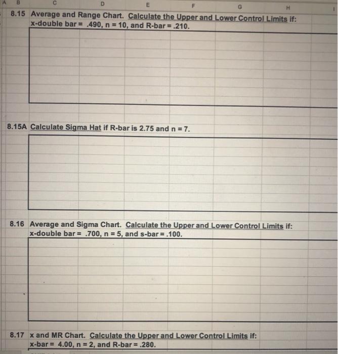 Please Answer All B D H E F 8.15 Average and