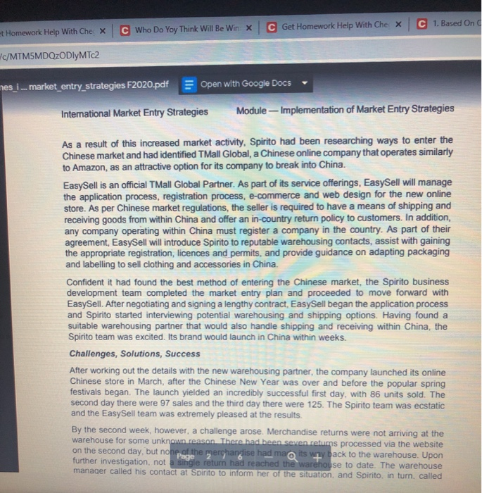 Implementation of Market Entry Strategies in the