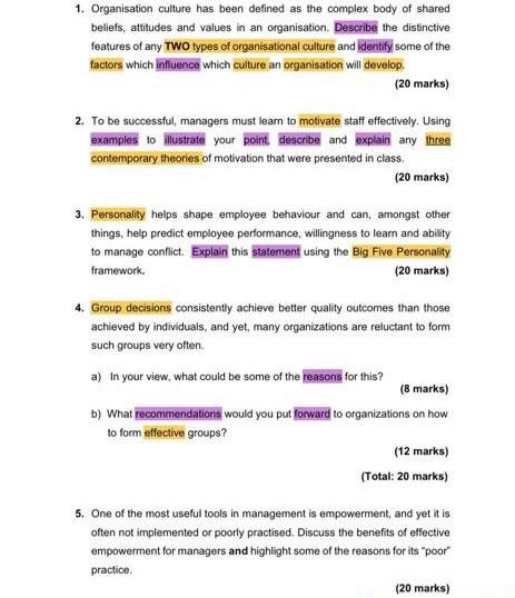 1. Organisation culture has been defined as the