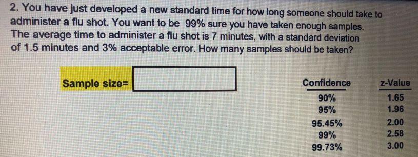 1. Please determine the standard time for the