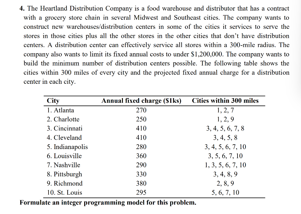 4. The Heartland Distribution Company is a food