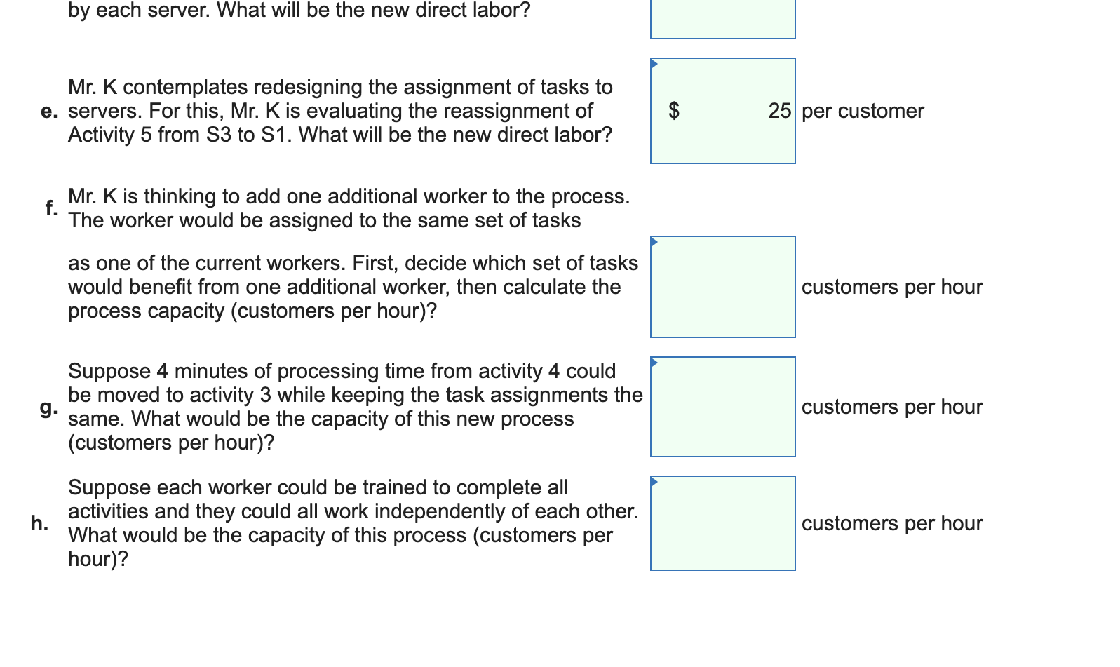 Please answer and explain question F, G, H. PA