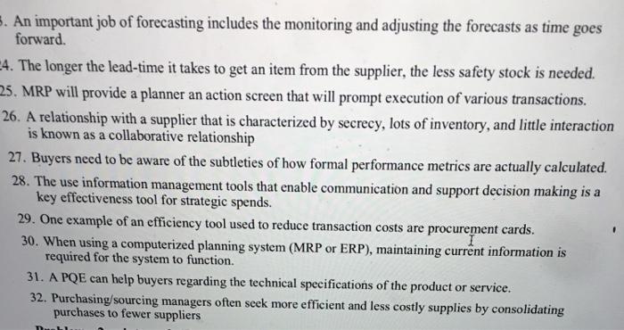 True or False 17. When a company measures the